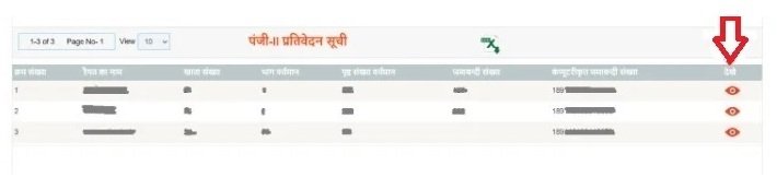 जमाबंदी पंजी की सूची